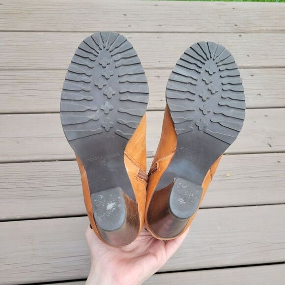 Vintage 70s Western Boho Camel Tan Leather Knee High Tall Equestrian Boots 6.5 - Picture 5 of 9